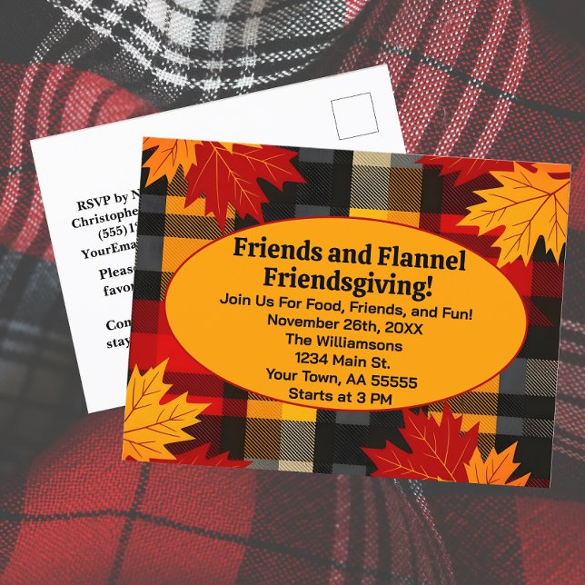Friends and Flannel Friendsgiving Plaid Invite (Creator Uploaded)