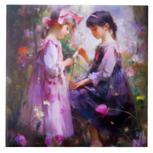 Friends and Flowers 2 Tile