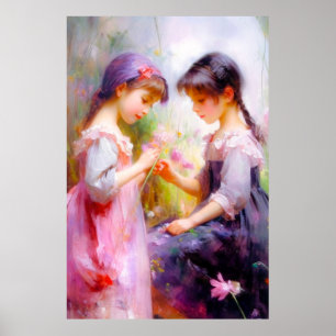 Friends and Flowers Poster