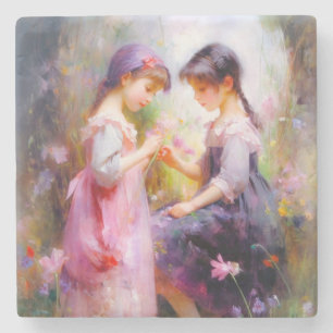 Friends and Flowers Stone Coaster