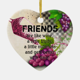 Friends and Wine Ceramic Tree Decoration