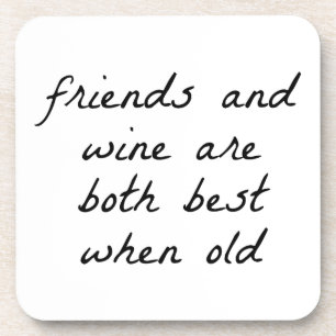 Friends And Wine Hard Plastic Coaster