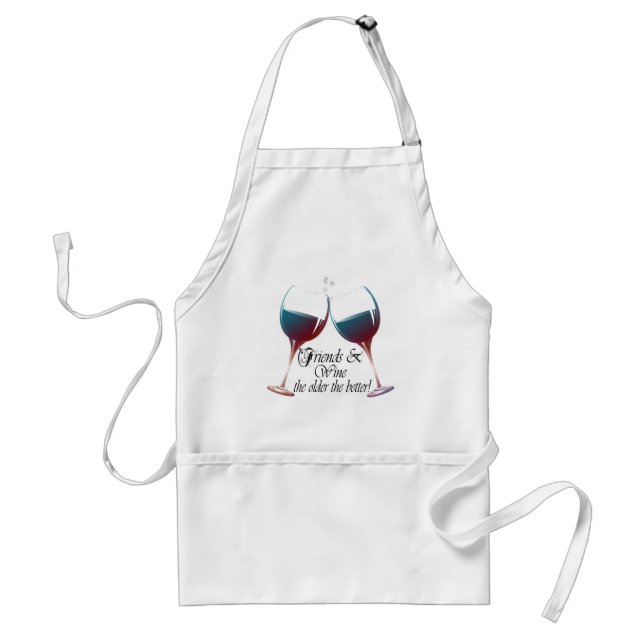Friends and Wine the older the better Wine art Standard Apron (Front)