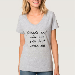 Friends And Wine Women's Basic V-Neck T-Shirt