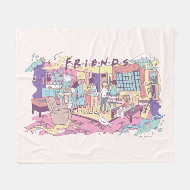 FRIENDS™ | Apartment Cartoon Fleece Blanket (Front (Horizontal))