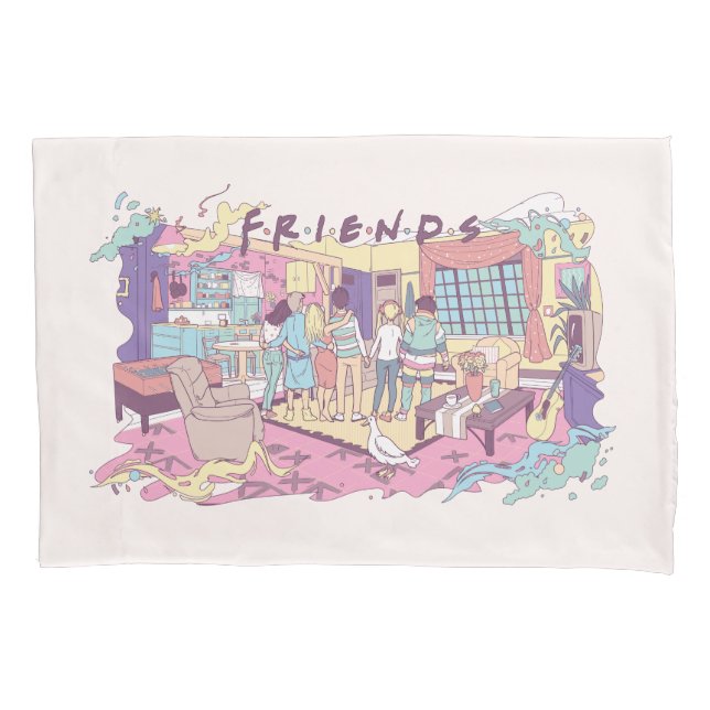 FRIENDS™ | Apartment Cartoon Pillowcase (Front)