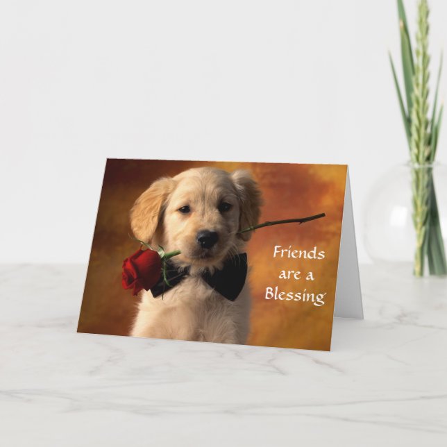 Friends are a Blessing Golden Retriever Puppy Card (Front)