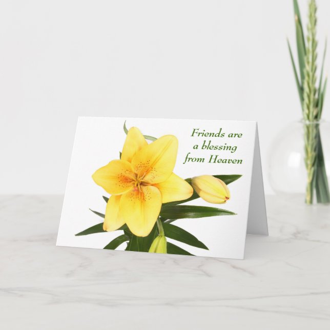 Friends are a Blessing Yellow Day Lily Card (Front)