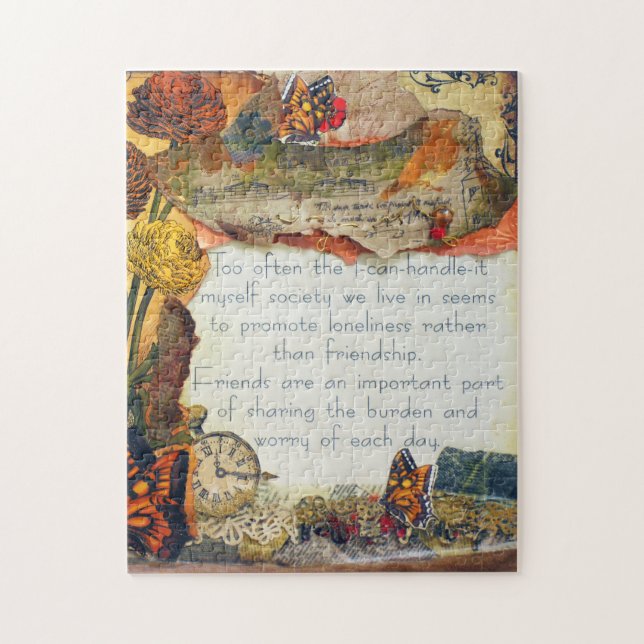 Friends Are Important Mixed Media Collage Jigsaw Puzzle (Vertical)