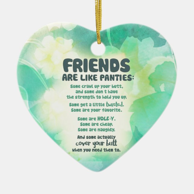 Friends are like Panties Ceramic Tree Decoration (Front)