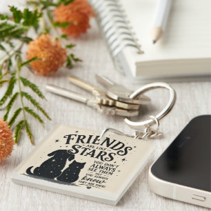Friends Are Like Stars Cat & Dog Inspirational Key Ring