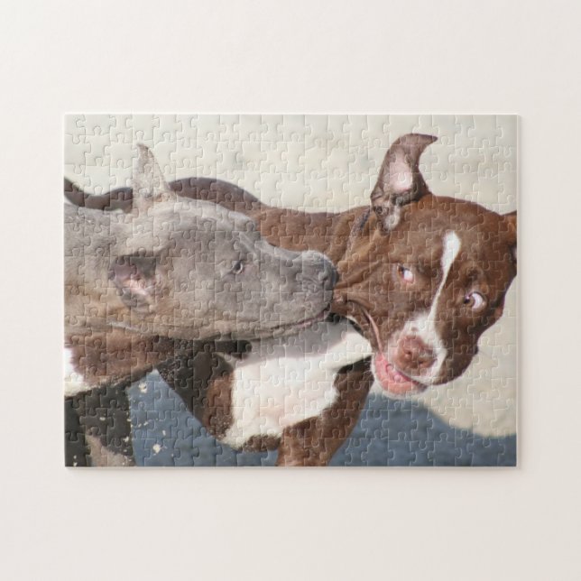 Friends at Play - Pitbull Puppies Jigsaw Puzzle (Horizontal)