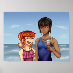 Friends at the Beach Poster