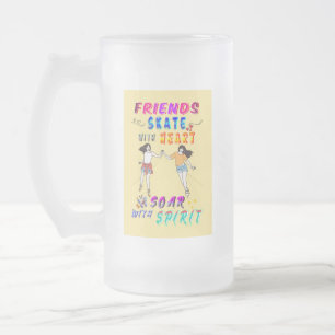 Friends Barware Skate With Heart Soar With Spirit Frosted Glass Beer Mug
