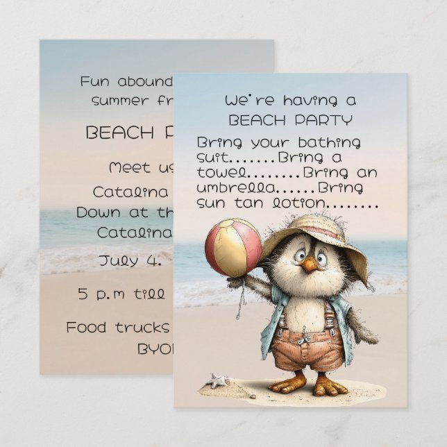 Friend's Beach Party Invitation (Front/Back)