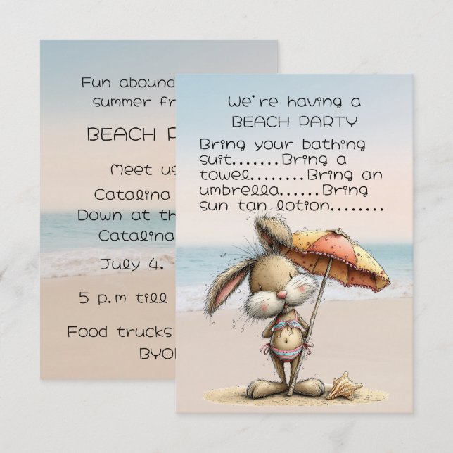 Friend's Beach Party Invitation (Front/Back)