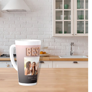 Friends besties black brown photo rose gold latte mug