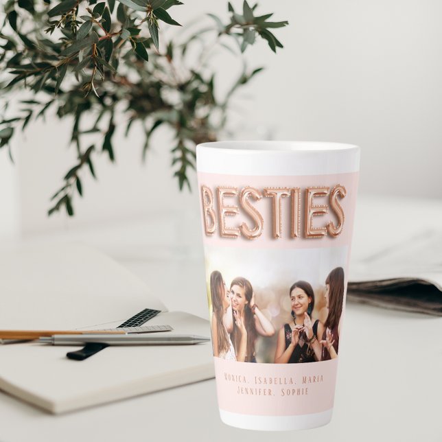 Friends besties photo rose gold pink BFF Latte Mug (Creator Uploaded)
