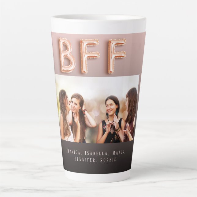 Friends BFF black brown photo rose gold Latte Mug (Front)