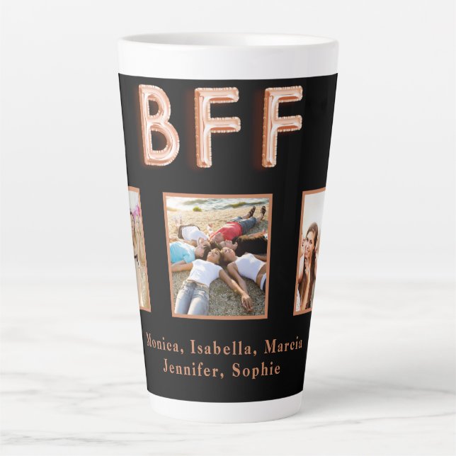 Friends BFF black rose gold names photo Latte Mug (Front)