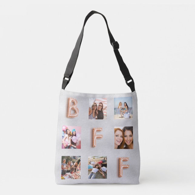 Friends BFF silver rose gold photo collage Crossbody Bag (Back)