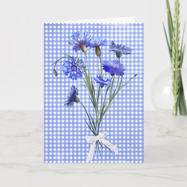 Friend's Birthday Blue Cornflower Bouquet   Card (Front)
