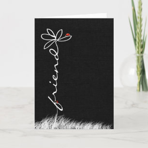 friend's birthday daisy and ladybugs on black card