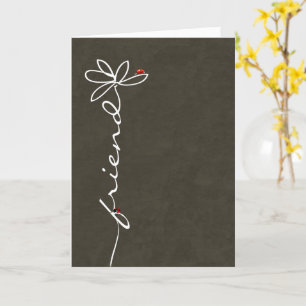 friend's birthday daisy and ladybugs on brown card