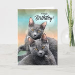 Friends Birthday Grey Cats for the Cat Lover Card<br><div class="desc">If you have a BFF or good friend who is a cat lover,  send this sweet birthday card featuring two grey kitties who are definitely buddies.</div>