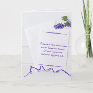 friend's birthday on white stationery with ribbon card