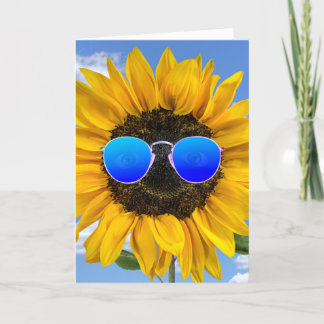 Friend's Birthday Sunflower Wearing Sunglasses   Card