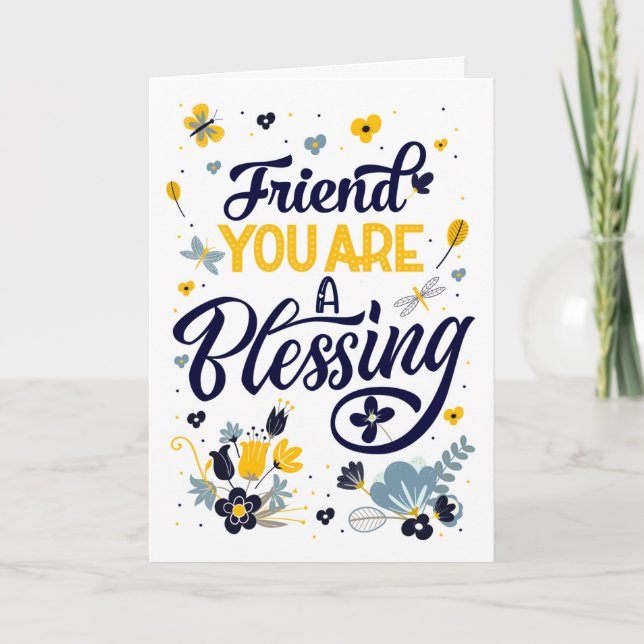 Friend's Birthday You are a Blessing Botanical Card (Front)