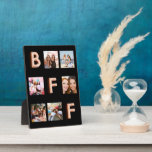 Friends black rose gold photo collage BFF Plaque<br><div class="desc">A unique gift for your best friend(s) celebrating your life together with a collage of 6 of your own photos,  pictures. A classic black background.  The letters BFF are written in rose gold with a balloon style font.</div>