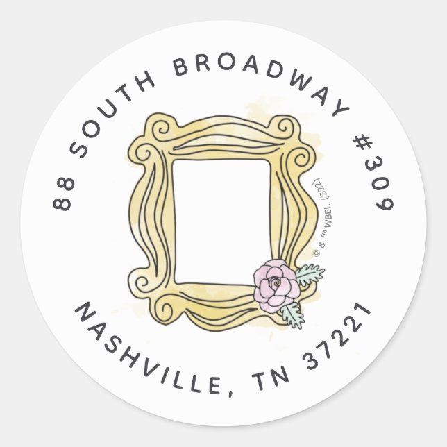 FRIENDS™ | Bridal Shower Peephole Frame Address Classic Round Sticker (Front)