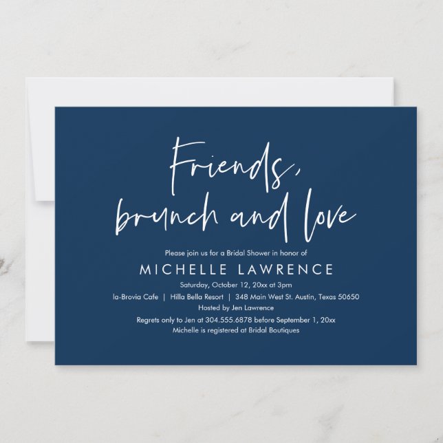Friends, Brunch and Love, Casual Bridal Shower Inv Invitation (Front)