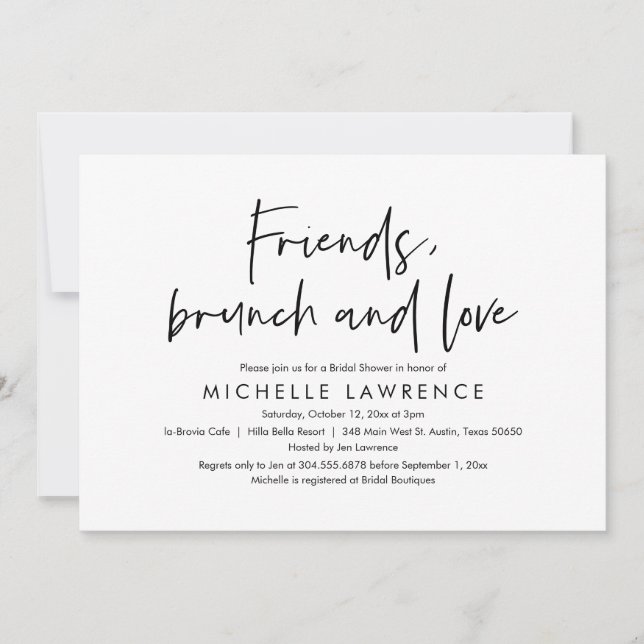 Friends, Brunch and Love, Casual Bridal Shower Invitation (Front)