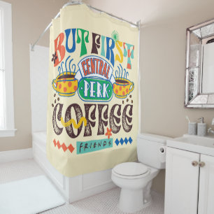 FRIENDS™ But First Coffee Vibrant Graphic Shower Curtain