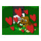 Friends cartoon beagle dog and frog with hearts