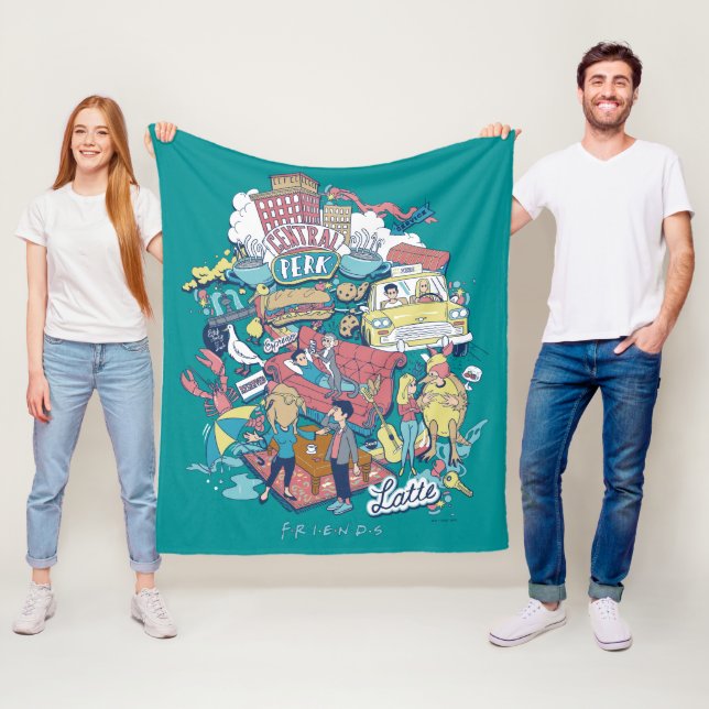 FRIENDS™ | Cartoon Collage Fleece Blanket (In Situ)