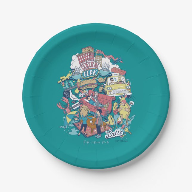 FRIENDS™ | Cartoon Collage Paper Plate (Front)