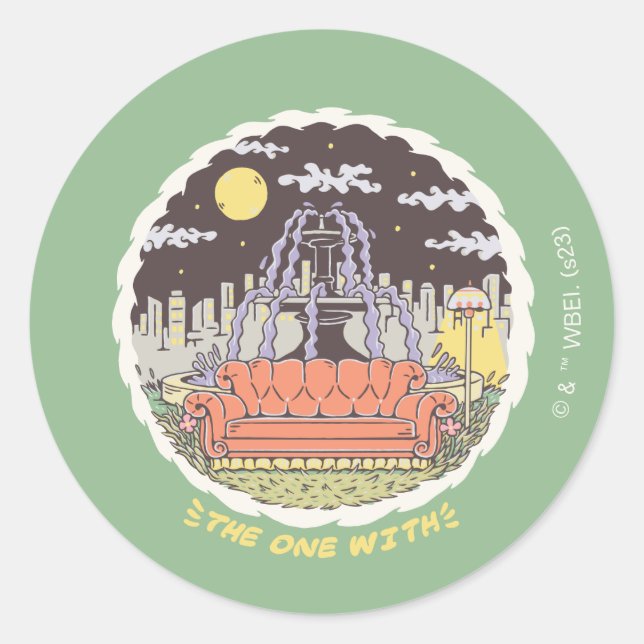 FRIENDS™ | Cartoon Fountain Classic Round Sticker (Front)