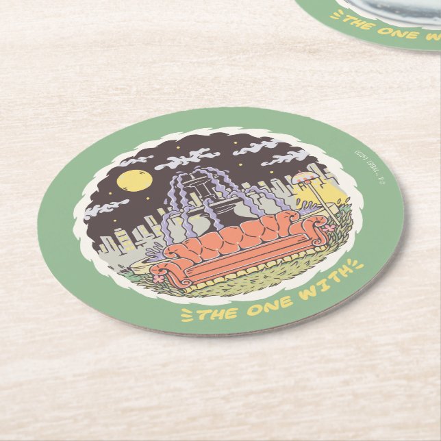 FRIENDS™ | Cartoon Fountain Round Paper Coaster (Angled)