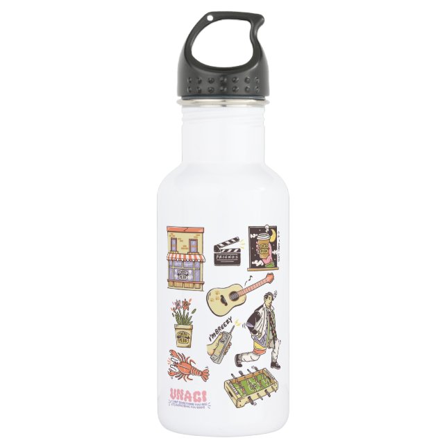 FRIENDS™ | Cartoon Icons Graphic 532 Ml Water Bottle (Front)