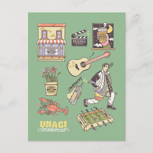 FRIENDS™ | Cartoon Icons Graphic Postcard (Front)