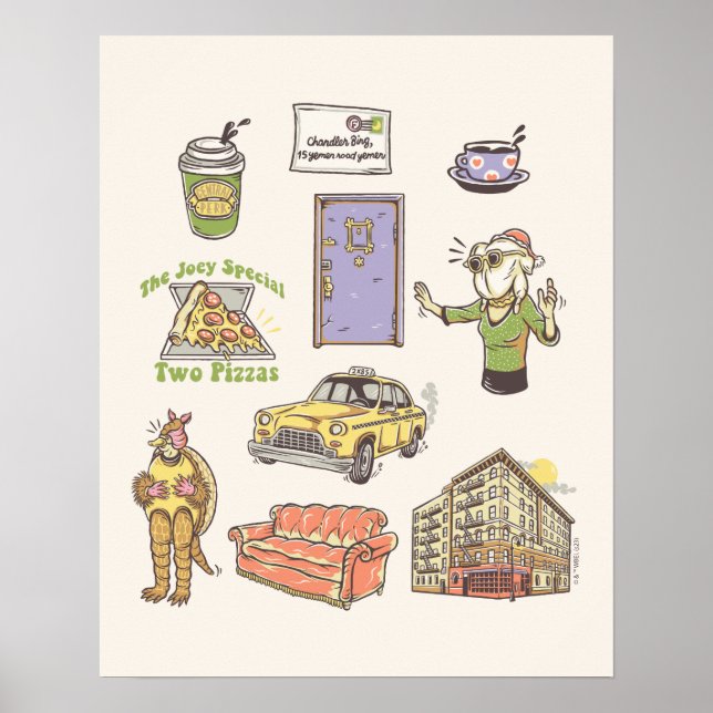 FRIENDS™ | Cartoon Icons Graphic Poster (Front)