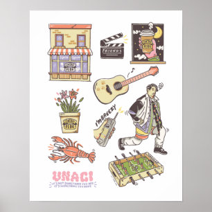 FRIENDS™   Cartoon Icons Graphic Poster