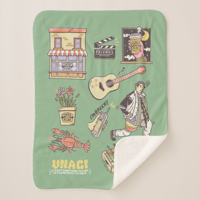 FRIENDS™ | Cartoon Icons Graphic Sherpa Blanket (Front)