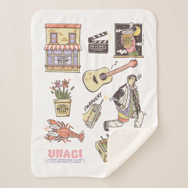 FRIENDS™ | Cartoon Icons Graphic Sherpa Blanket (Front)
