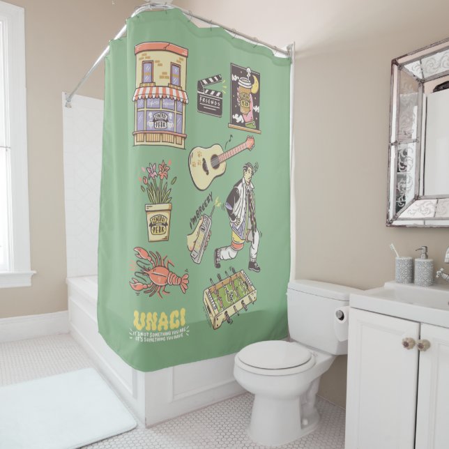 FRIENDS™ | Cartoon Icons Graphic Shower Curtain (In Situ)
