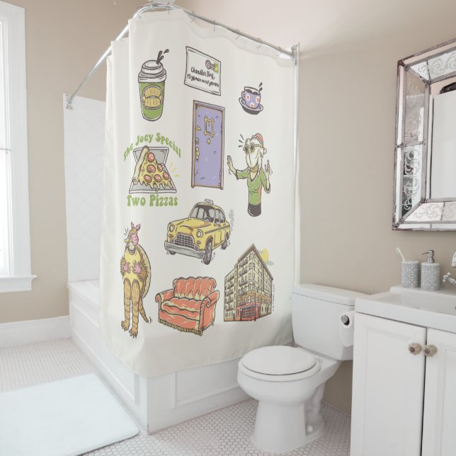 FRIENDS™ | Cartoon Icons Graphic Shower Curtain (In Situ)